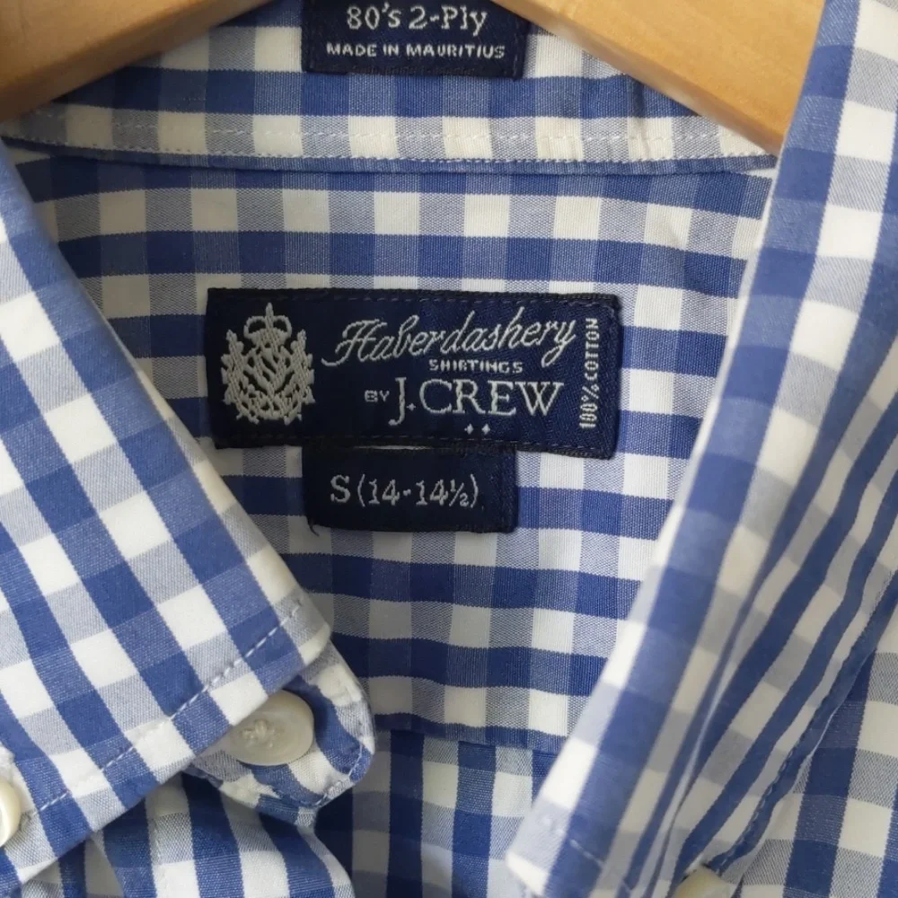J.crew blue gingham haberdashery button down small J.crew